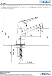 Eca Spylos Krom Kireç Kırıcılı Tasarruflu Sabit Lavabo Bataryası - Thumbnail