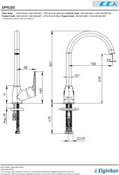 Eca Spylos Krom Renk Kireç Kırıcılı Su Tasarruflu Eviye Bataryası - Thumbnail
