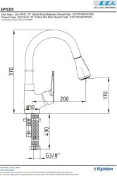 Eca Spylos Krom Spiralli El Duşlu Su Tasarruflu Eviye Bataryası - Thumbnail