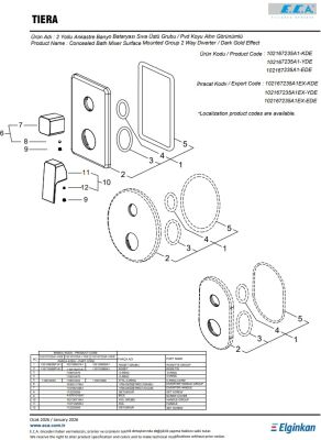 Eca Tiera Altın Görünüm Ank Banyo/Duş 2 Yollu S.Ü 102167235A1-KDE
