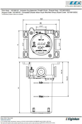 Eca Tiera Altın Görünüm Ank. Duş Batarya Sıva Üstü 102167105A1-K