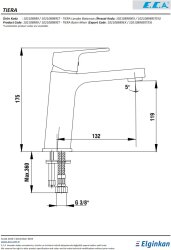 Eca Tiera Altın Gorünümlü Kireç Kırıcılı Sabit Lavabo Bataryası - Thumbnail