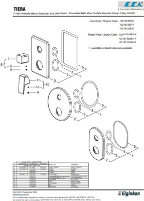 Eca Tiera Krom Ankastre Banyo/Duş 3 Yollu Sıva Üstü 102167335-K