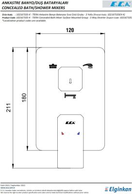 Eca Tiera Krom Ankastre Banyo/Duş 3 Yollu Sıva Üstü 102167335-K