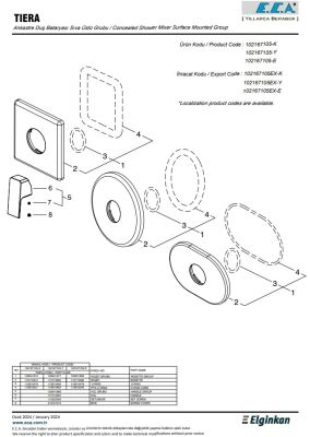 Eca Tiera Krom Ankastre Duş Bataryası Sıva Üstü Grubu 102167105-K