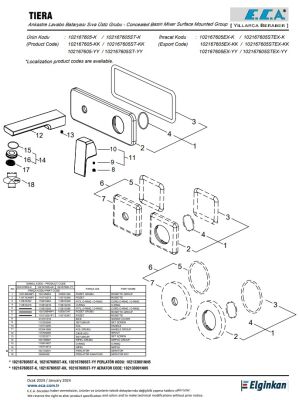 Eca Tiera Krom Ankastre Lav Bat Sıva Üstü Çift Rozet 102167605-KK