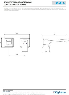 Eca Tiera Krom Ankastre Lav Bat Sıva Üstü Çift Rozet 102167605-KK