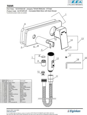 Eca Tiera Krom Ankastre Taharet Bat Sıva Üstü El Duş 102167005-KE