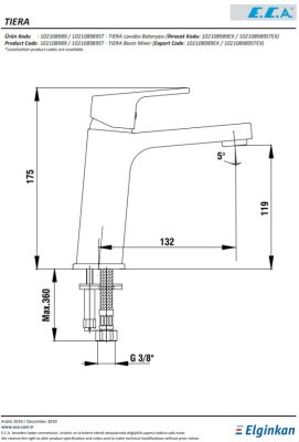 Eca Tiera Krom Kireç Kırıcı Su Tasarruflu Sabit Lavabo Bataryası