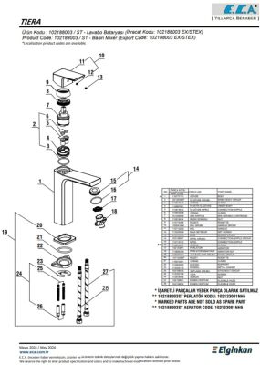 Eca Tiera Krom Kireç Kırıcılı Sabit Orta Boy Lavabo Bataryası