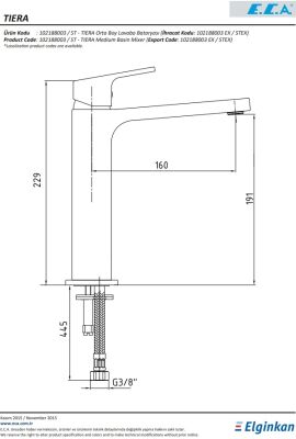 Eca Tiera Krom Kireç Kırıcılı Sabit Orta Boy Lavabo Bataryası