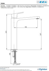 Eca Tiera Krom Kireç Kırıcılı Sabit Yüksek Tip Lavabo Bataryası - Thumbnail