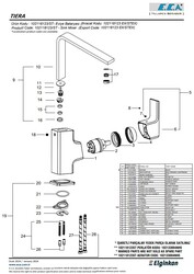 Eca Tiera Krom Renkli Kireç Kırıcılı Tasarruflu Eviye Bataryası - Thumbnail