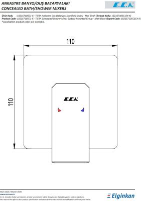 Eca Tiera Mat Siyah Ank. Duş Batarya Sıva Üstü Grup 102167105C1-K