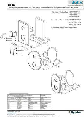 Eca Tiera Mat Siyah Ankastre Banyo/Duş 3 Yollu S.Ü. 102167335C1-K
