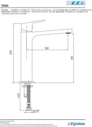 Eca Tiera Mat Siyah Kireç Kırıcı Sabit Orta Boy Lavabo Bataryası - Thumbnail