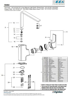 Eca Tiera Mat Siyah Kireç Kırıcılı Su Tasarruflu Eviye Bataryası
