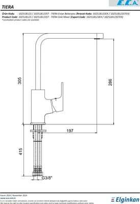 Eca Tiera (Paslanmaz Çelik Görünümlü) Tasarruflu Eviye Bataryası