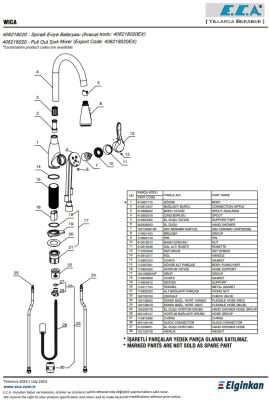 Eca Wica Paslanmaz Çelik Görünüm Spiralli Eviye Batarya 406218020