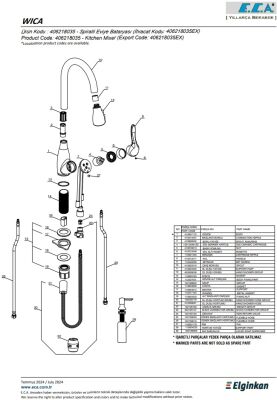 Eca Wica Paslanmaz Çelik Görünüm Spiralli Sıvı Sab. Eviye Batarya